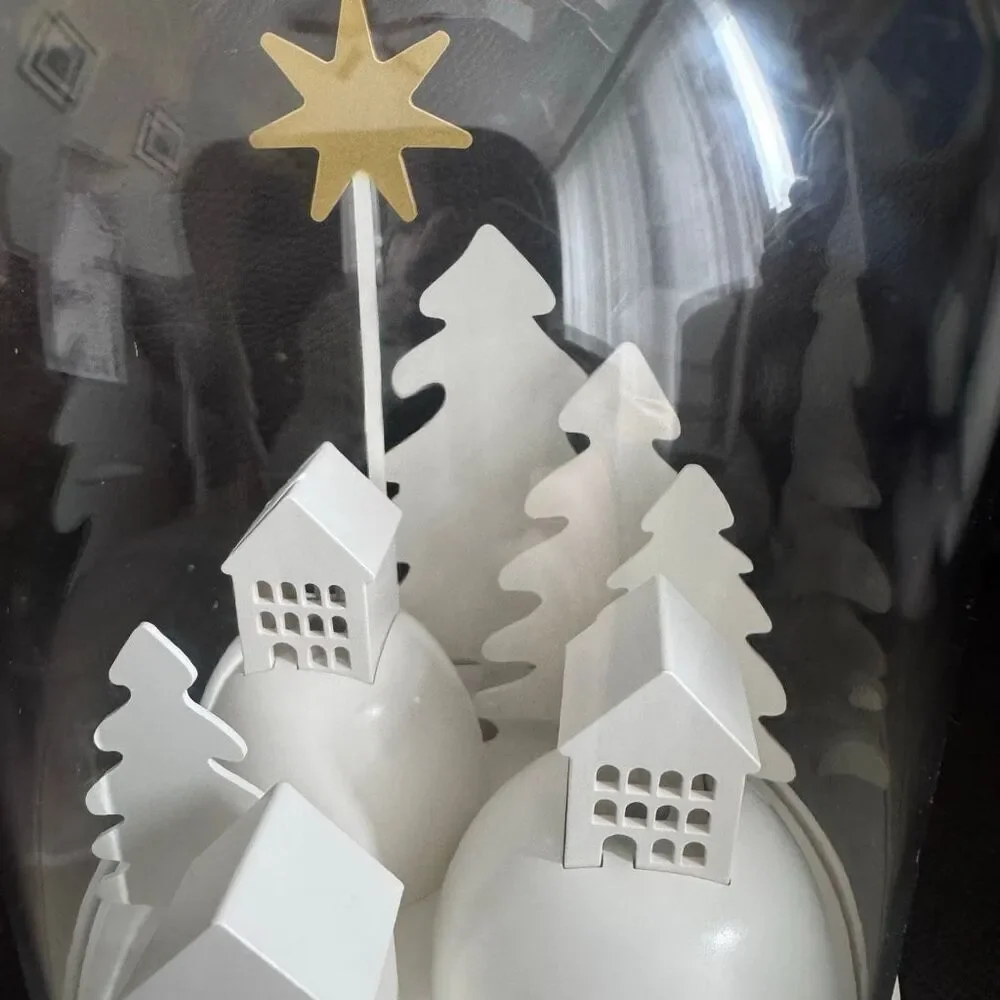 IKEA Strala White LED Snow Globe Dome Village
